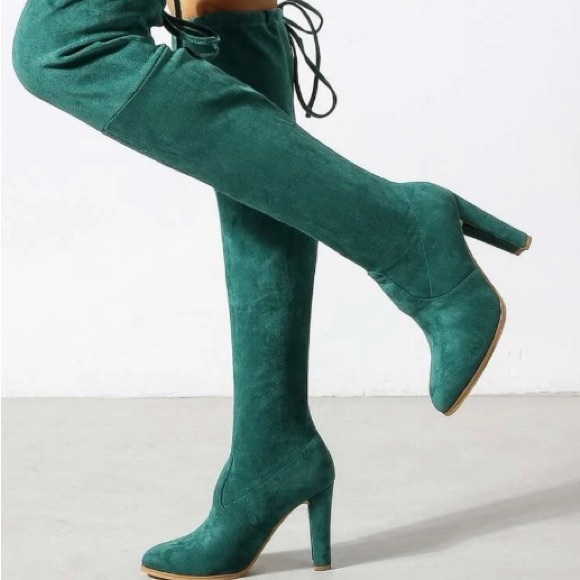 Green lace up boot heels - Picture 2 of 6